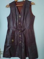 Bordeauxrode leren jurk, Kleding | Dames, Overige kleuren, Ophalen of Verzenden, Zo goed als nieuw, Maat 36 (S)