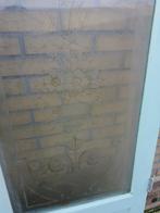 241hx115,5br Smalle hoge dubbele deur prachtig geetst glas, Antiek en Kunst, Ophalen