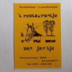 Oude sticker.  Snackbar-Lunchroom 't restaurantje van jan'tj, Ophalen of Verzenden, Zo goed als nieuw