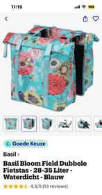 Basil Bloom Field Dubbele Fietstas - 28-35 Liter - Blauw, Fietsen en Brommers, Fietsaccessoires | Fietsstoeltjes, Ophalen, Zo goed als nieuw