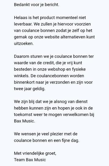 Waardebonnen Bax Music beschikbaar voor biedingen