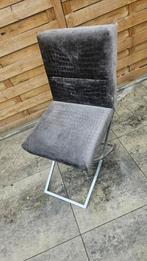 4 grijze stoelen met croco print, Gebruikt, Ophalen of Verzenden, Stof, Vier