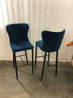 3 stuks velvet petrol blauwe horeca café barkrukken nieuw, Huis en Inrichting, Barkrukken, Ophalen, Met voetsteun, 60 tot 90 cm