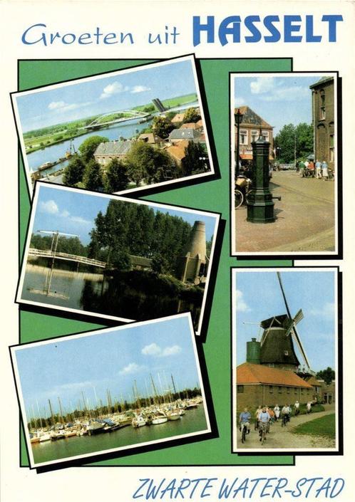 Groeten uit Hasselt - Zwarte Water-stad - 5 afb - 1994 gelop, Verzamelen, Ansichtkaarten | Nederland, Gelopen, Overijssel, 1980 tot heden