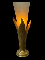 Italiaanse palm lamp murano Maison Jansen style, Vintage Hollywood Regency, Messing Murano glas, Minder dan 50 cm, Doorwerth