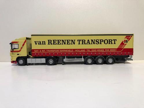 modelauto 1-50 WSI Daf XF 105 en Tautliner v.Reenen, Hobby en Vrije tijd, Modelauto's | 1:50, Zo goed als nieuw, Bus of Vrachtwagen