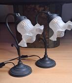 2 Vintage franse art nouveau tafellampen, Huis en Inrichting, Lampen | Tafellampen, Ophalen of Verzenden, Glas, Minder dan 50 cm