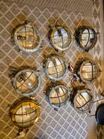 Partij originele messing brons wandlamp scheepslampen 195ps, Ophalen, Glas