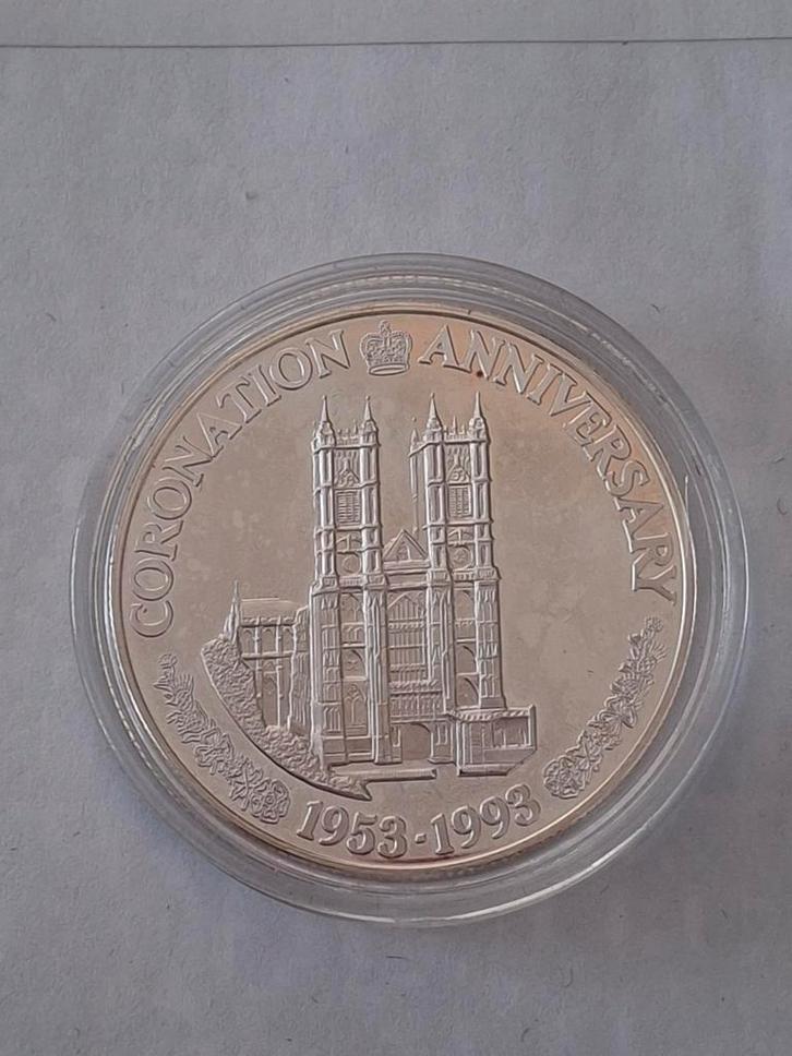 Turks- en Caicoseilanden 1993 Zilver Westminster Abbey, Postzegels en Munten, Munten | Oceanië, Losse munt, Zilver, Ophalen of Verzenden