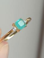 Vergulde zilveren ring met gezette parabaia toermalijn, Zo goed als nieuw, 17 tot 18, Dame, Goud
