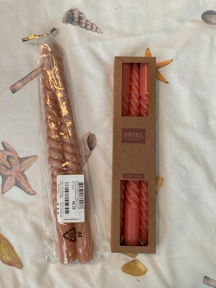 Gedraaide Kaarsen Set - Rustik Lys & Swirl, Huis en Inrichting, Woonaccessoires | Kandelaars en Kaarsen, Nieuw, Kaars, Minder dan 25 cm