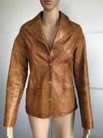 C1016  Maat 36=S bruin echt-leren jasje colbert blazer leer