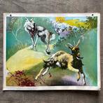 4 vintage jaren 60 wandplaten/ schoolkaarten canvas, Ophalen of Verzenden