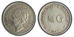 Curaçao 25 cent 1947 ZF+, Postzegels en Munten, Munten | Nederland, Verzenden, Zilver, 25 cent, Koningin Wilhelmina
