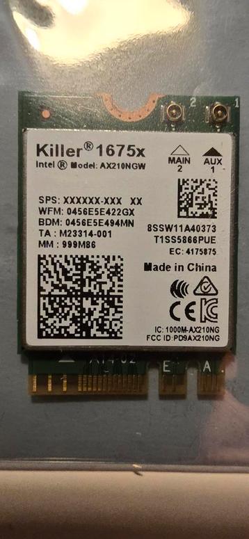 Intel Killer 1675X Wi-Fi 6 AX210NGW Wi-Fi kaart beschikbaar voor biedingen