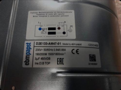 ebm-papst D2E133-AM47-01 fan (motor afzuigkap), Doe-het-zelf en Verbouw, Overige Doe-het-zelf en Verbouw, Nieuw, Ophalen of Verzenden