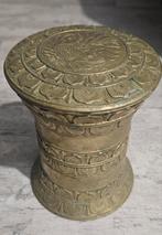 Oud koperen rookstel met groene aanslag, Ophalen of Verzenden