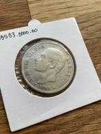 5 Peseta’s Koning Alfonso XII 1885, 900 zilver, Ophalen of Verzenden, Overige landen, Losse munt, Zilver