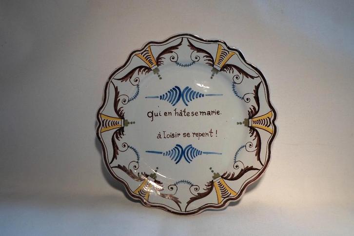 Antiek Bord Franse Spreuk, Antiek en Kunst, Antiek | Wandborden en Tegels, Ophalen of Verzenden