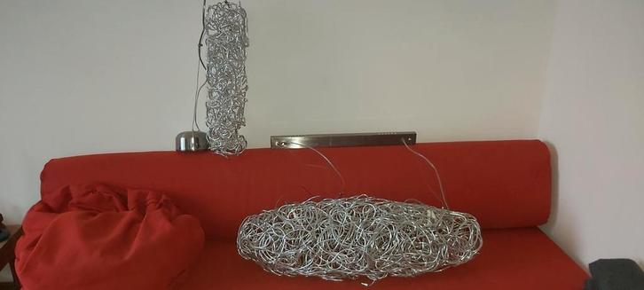 Fil de Fer Hanglampen - Set van 2, Huis en Inrichting, Lampen | Hanglampen, Gebruikt, 75 cm of meer, Metaal, Ophalen of Verzenden