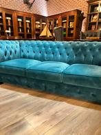 Chesterfield Bank Velours – Turquoise, Ophalen of Verzenden, Zo goed als nieuw, 75 tot 100 cm, 200 tot 250 cm