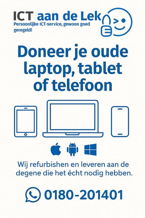 Doneer je oude laptop, tablet of telefoon – help een ander, Computers en Software, Desktop Pc's, Gebruikt, Ophalen