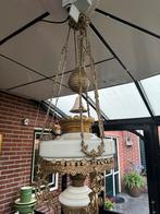 Authentieke hanglamp met kettingen, Ophalen, Gebruikt, Glas, 50 tot 75 cm