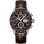 Tag Heuer Carrera Calibre 16 Bruin, Leer, Staal, Polshorloge, Ophalen of Verzenden