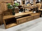 Audio tv-meubel 225cm, geborsteld teak, kast, AANBIEDING, Teakhout, Nieuw, Ophalen of Verzenden, 200 cm of meer
