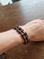 Zwarte en Oranje Rolketting Armband, Ophalen of Verzenden, Zo goed als nieuw, Zwart, Staal