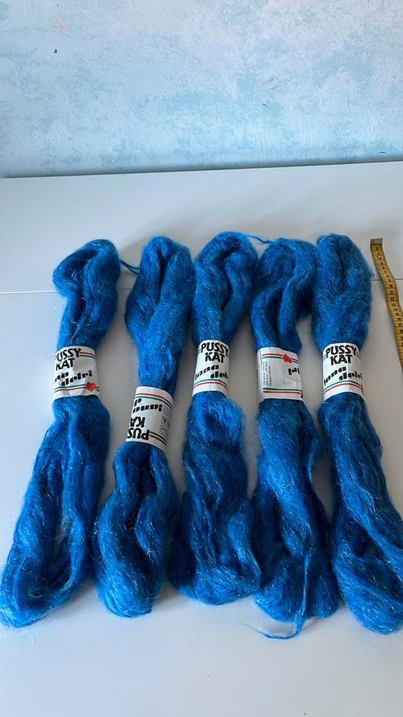 Pussy Kat Mohair - Electric Blauw - 5x50gr, Hobby en Vrije tijd, Breien en Haken, Nieuw, Breien of Haken, Wol of Garen, Verzenden