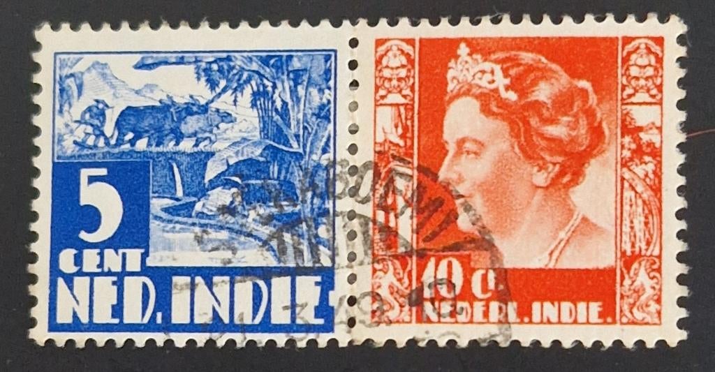 Nederlands Indie 1938 - nvph 253+251- Koningin Wilhelmina WM, Ophalen of Verzenden, Gestempeld, Nederlands-Indië