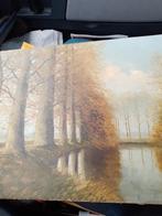 P. ten Cate Schilderij - Rivierlandschap met Bomen, Antiek en Kunst, Ophalen of Verzenden