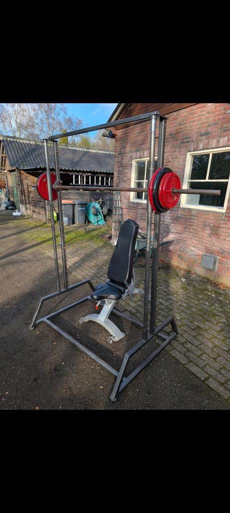 Smith Machine + Gewichten (uitbreidbaar), Sport en Fitness, Fitnessmaterialen, Gebruikt, Overige typen, Ophalen