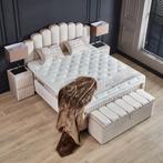 Opbergboxspring Jazzlyn Incl. Matras & Topper Dreambedden, Ophalen of Verzenden, 180 cm, 200 cm, Crème