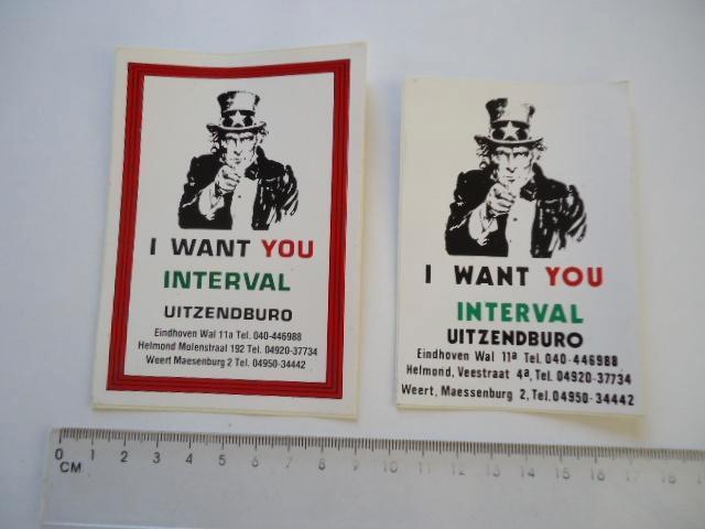 sticker oud I WANT YOU Usa army leger interval eindhoven sam, Verzamelen, Stickers, Zo goed als nieuw, Bedrijf of Vereniging, Verzenden