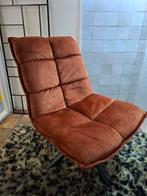 Terrakleurige draaifauteuil van velours, Huis en Inrichting, Ophalen, Zo goed als nieuw, Stof, Modern