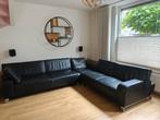 Zwart lederen Leolux B-flat hoekbank, Ophalen, Gebruikt, Leer, Modern