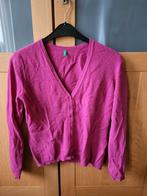 Benetton fuchsia roze 100% wollen vest mt m, Kleding | Dames, Truien en Vesten, Maat 38/40 (M), Benetton, Ophalen of Verzenden