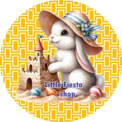 LF4428 icing frosting konijn zandkasteel 20cm eetbare print, Hobby en Vrije tijd, Taarten en Cupcakes maken, Nieuw, Versiering