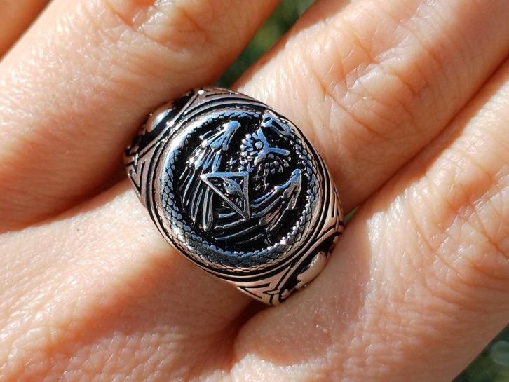 Vanoli 925 zilveren ring Freemasonry Vrijmetselarij maat 21, Sieraden, Tassen en Uiterlijk, Ringen, Nieuw, Heer, 20 of groter