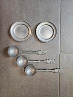 Tinnen Bordjes en Lepels - Vintage Set, Ophalen of Verzenden