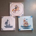 Makkum Tichelaar: Set van 3 oude tegels, Antiek en Kunst, Antiek | Wandborden en Tegels, Ophalen of Verzenden