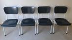 4x retro kantine stapelbare stoelen, Ophalen, Wit, Vier, Metaal