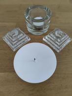 Diversen kaarsenstandaards + waxinelichthouder, Overige materialen, Wit, Ophalen of Verzenden, Zo goed als nieuw