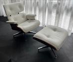 Eames lounge chair + hocker Replica white wit leer Stoel, Huis en Inrichting, Fauteuils, Ophalen, Zo goed als nieuw, Leer