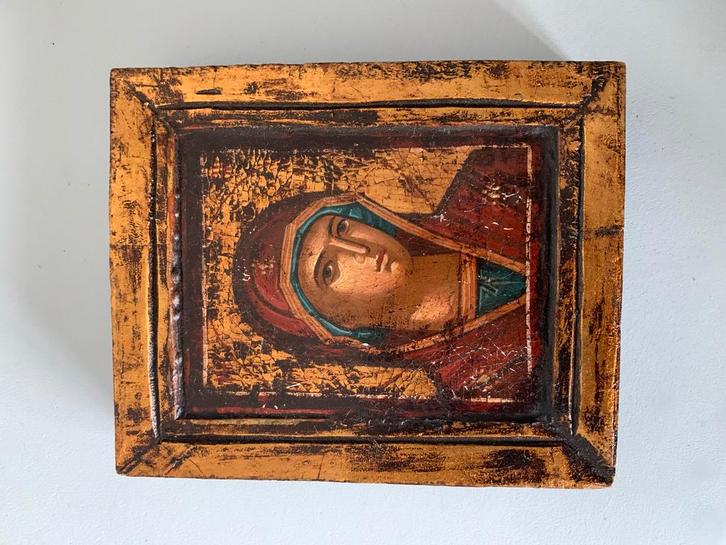 Oude religieuze prent op hout, Antiek en Kunst, Antiek | Religie, Ophalen of Verzenden