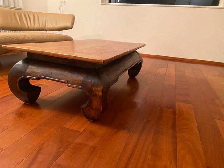 Mooie teakhouten salontafel, Huis en Inrichting, Tafels | Salontafels, Gebruikt, Minder dan 50 cm, 50 tot 100 cm, 100 tot 150 cm