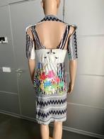 J405 Save the Queen maat S/M=36/38 set: jurk+vest wit/zwart, Wit, Zo goed als nieuw, Knielengte, Maat 36 (S)