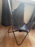 Vintage vlinder stoel, Huis en Inrichting, Stoelen, Ophalen, Gebruikt, Bruin, Leer